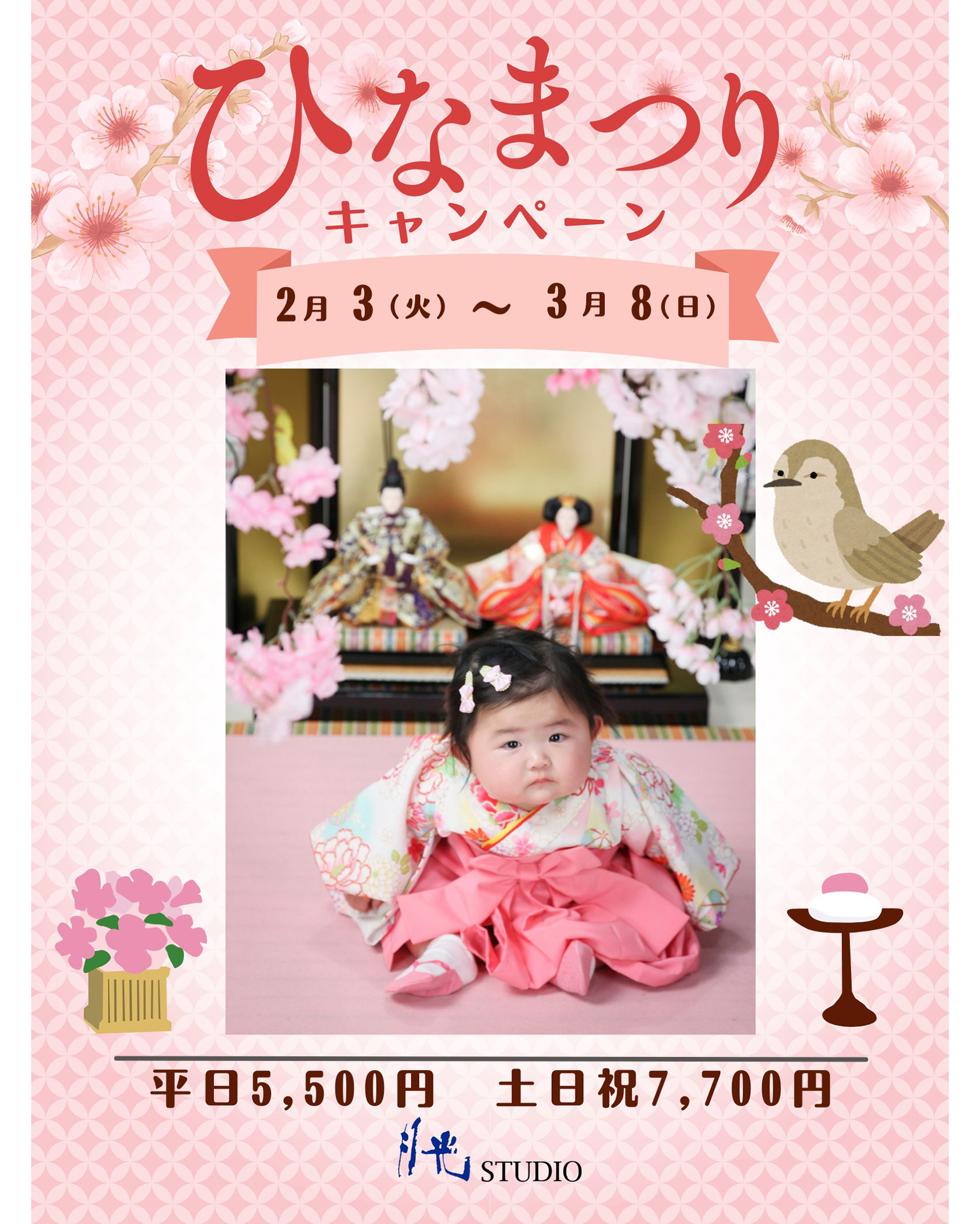 ピンク 白 和風 かわいい ひな祭り 桜 キャンペ